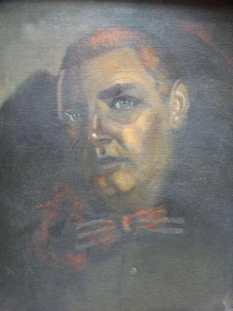 1940s Vintage Man With Bowtie Nocturnal Portrait Painting - 3