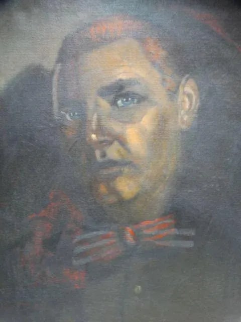 1940s Vintage Man With Bowtie Nocturnal Portrait Painting - 4