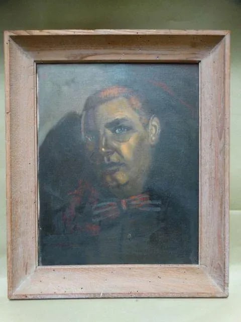 1940s Vintage Man With Bowtie Nocturnal Portrait Painting - 5