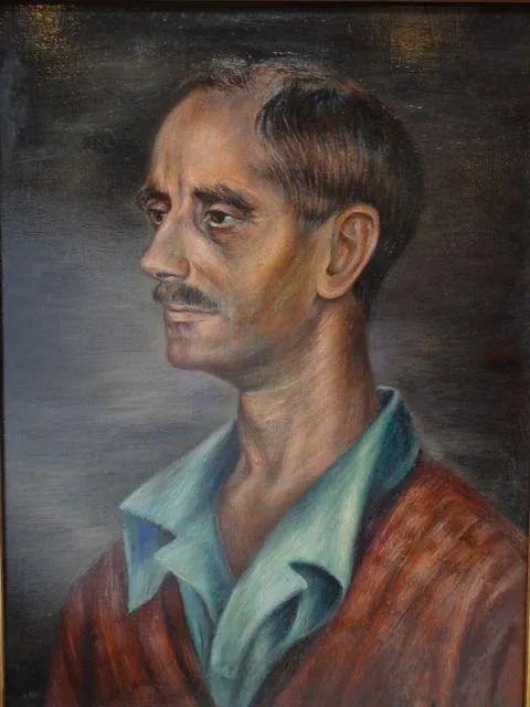 1940s Vintage Burr Singer Portrait of a Man Painting - 2