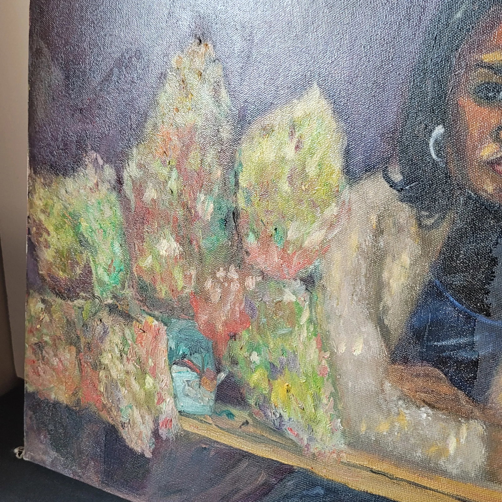 Portrait Black Woman With Flowers Oil Painting by Rosemary Rabut 18x24 - 3
