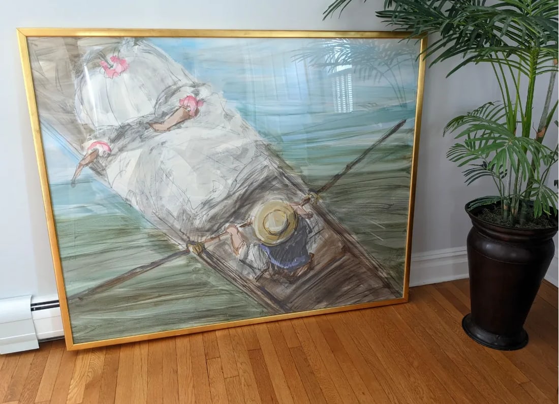 1990s "Sunday Afternoon" Pastel Gouache by Jerry Sic - 2