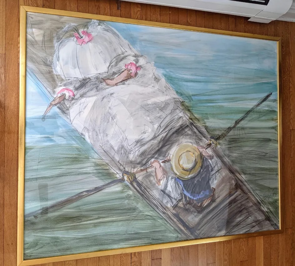 1990s "Sunday Afternoon" Pastel Gouache by Jerry Sic - 9