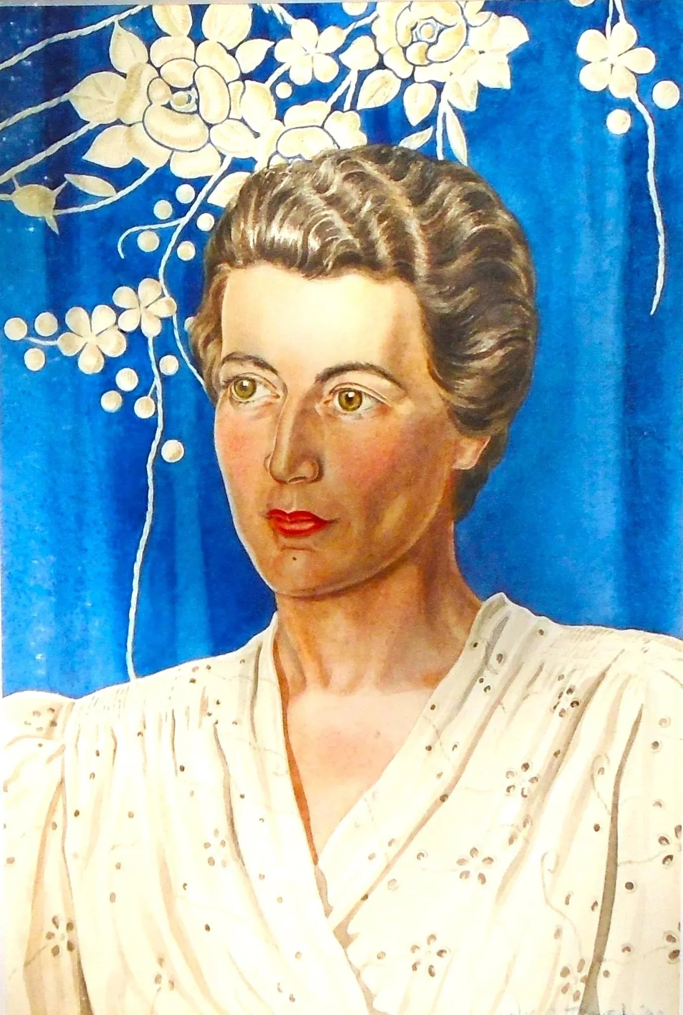 Art Deco Style - "Lady's Portrait, '42", Original Watercolor Painting - 2