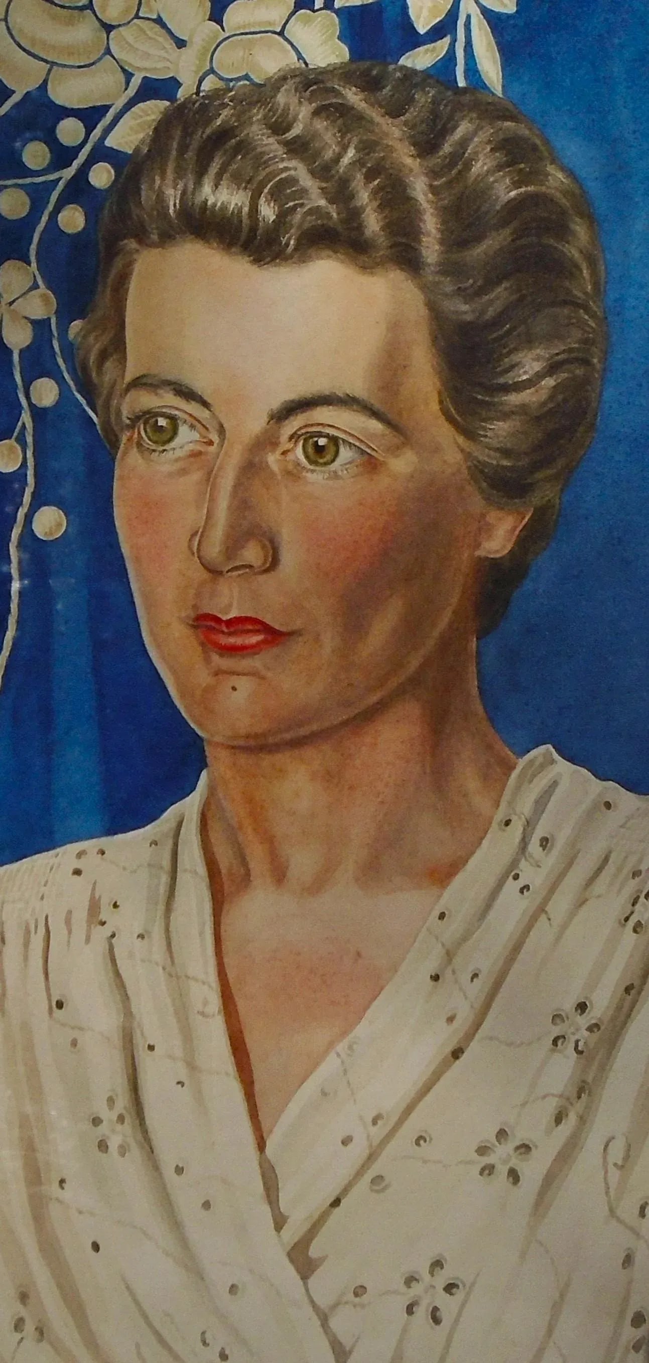 Art Deco Style - "Lady's Portrait, '42", Original Watercolor Painting - 4
