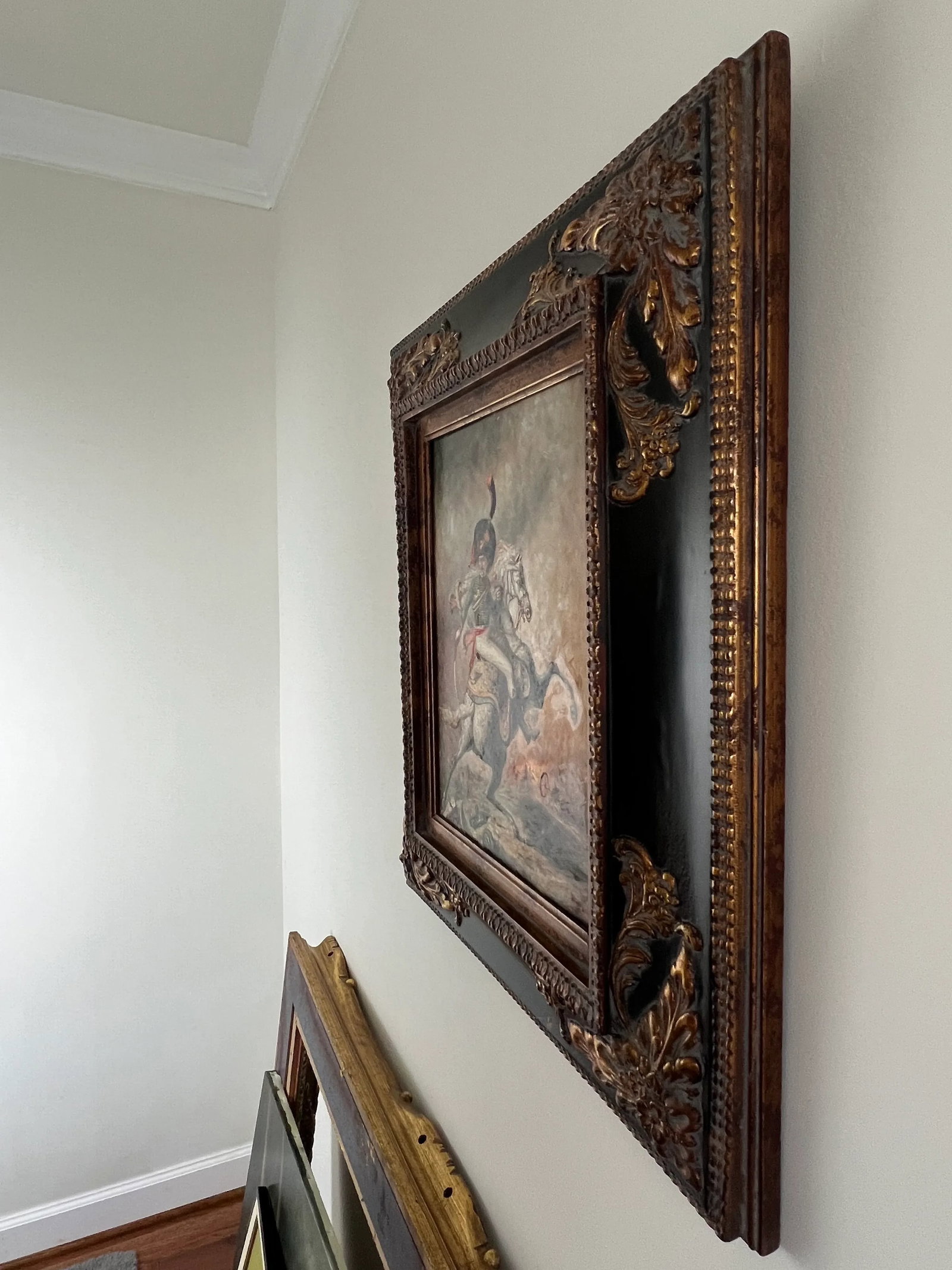 Vintage Framed Signed Portraiture Painting Napoleon on Marengo in the Russian Campaign - 8