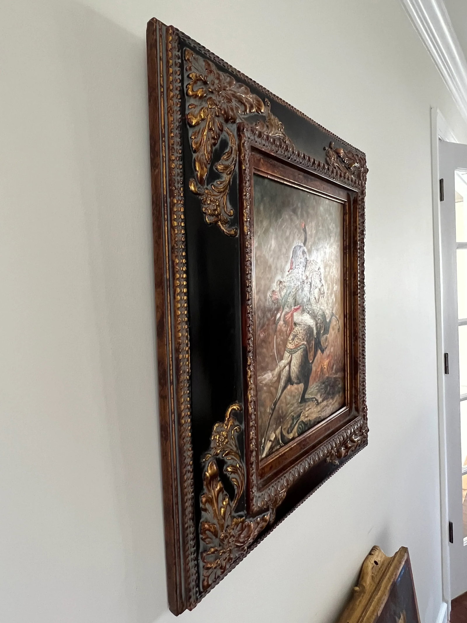 Vintage Framed Signed Portraiture Painting Napoleon on Marengo in the Russian Campaign - 9