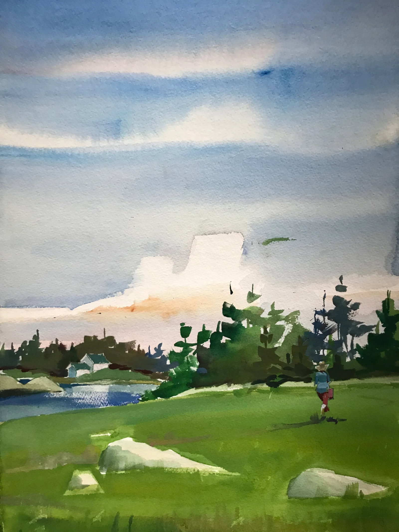 Taking a Walk on the Island Original Watercolor - 2