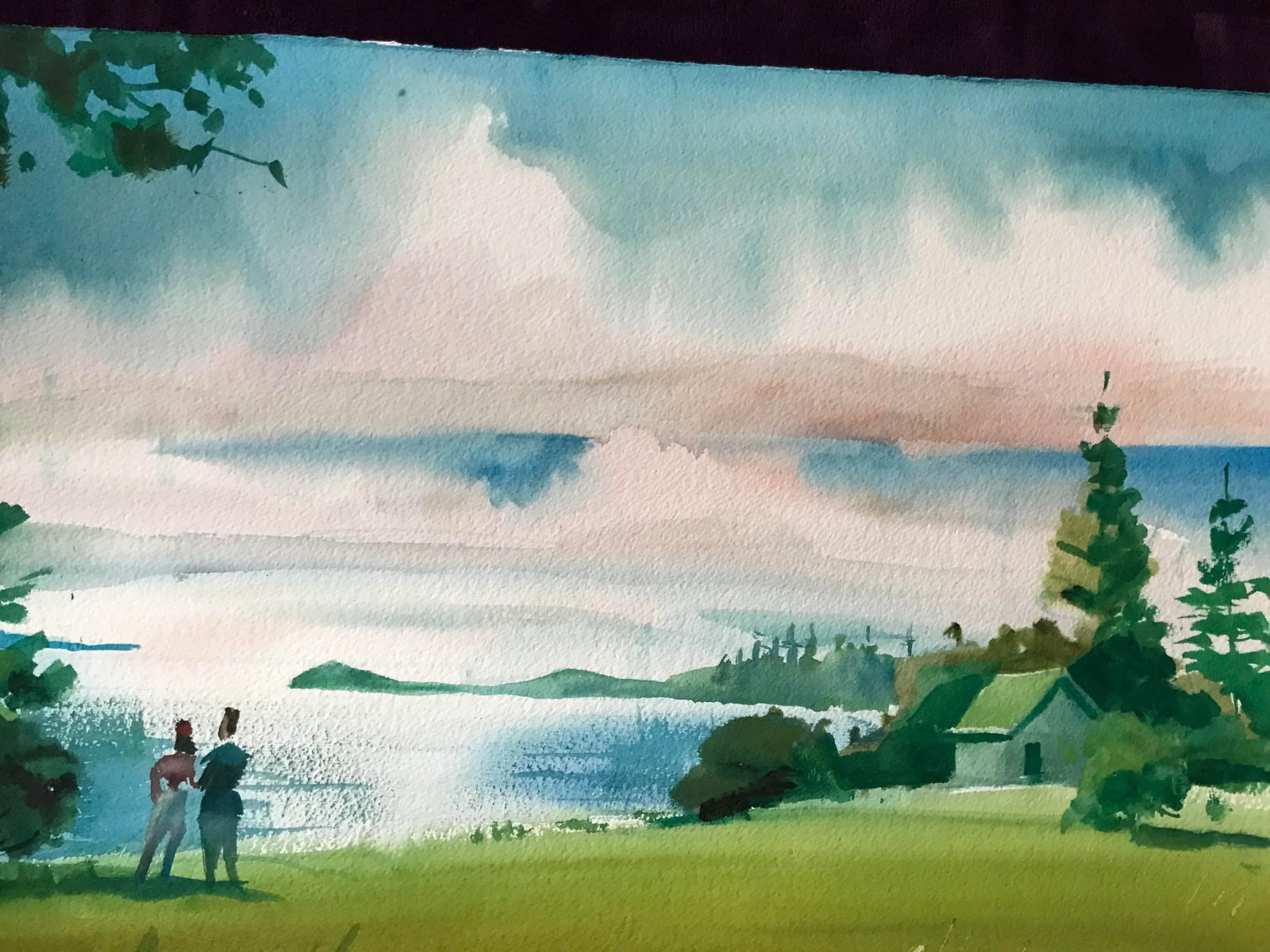 Gazing Toward the Mainland Across Penobscot Bay Original Watercolor Painting - 2