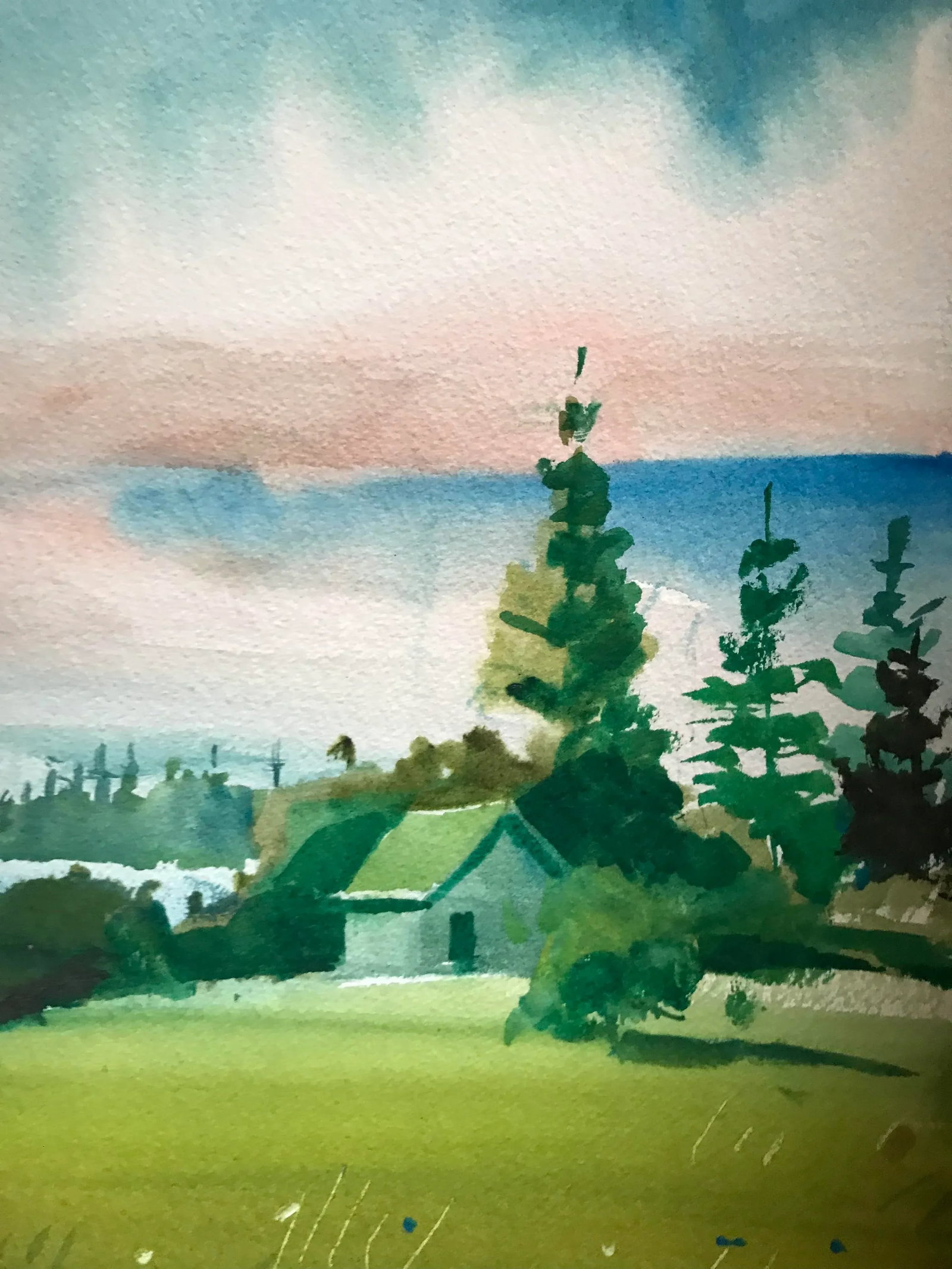 Gazing Toward the Mainland Across Penobscot Bay Original Watercolor Painting - 3