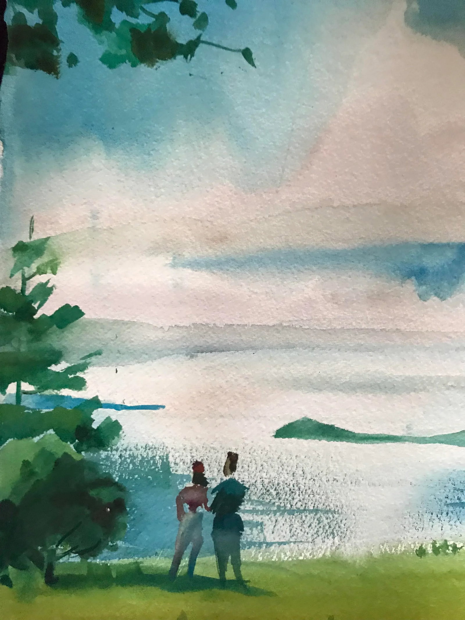 Gazing Toward the Mainland Across Penobscot Bay Original Watercolor Painting - 4