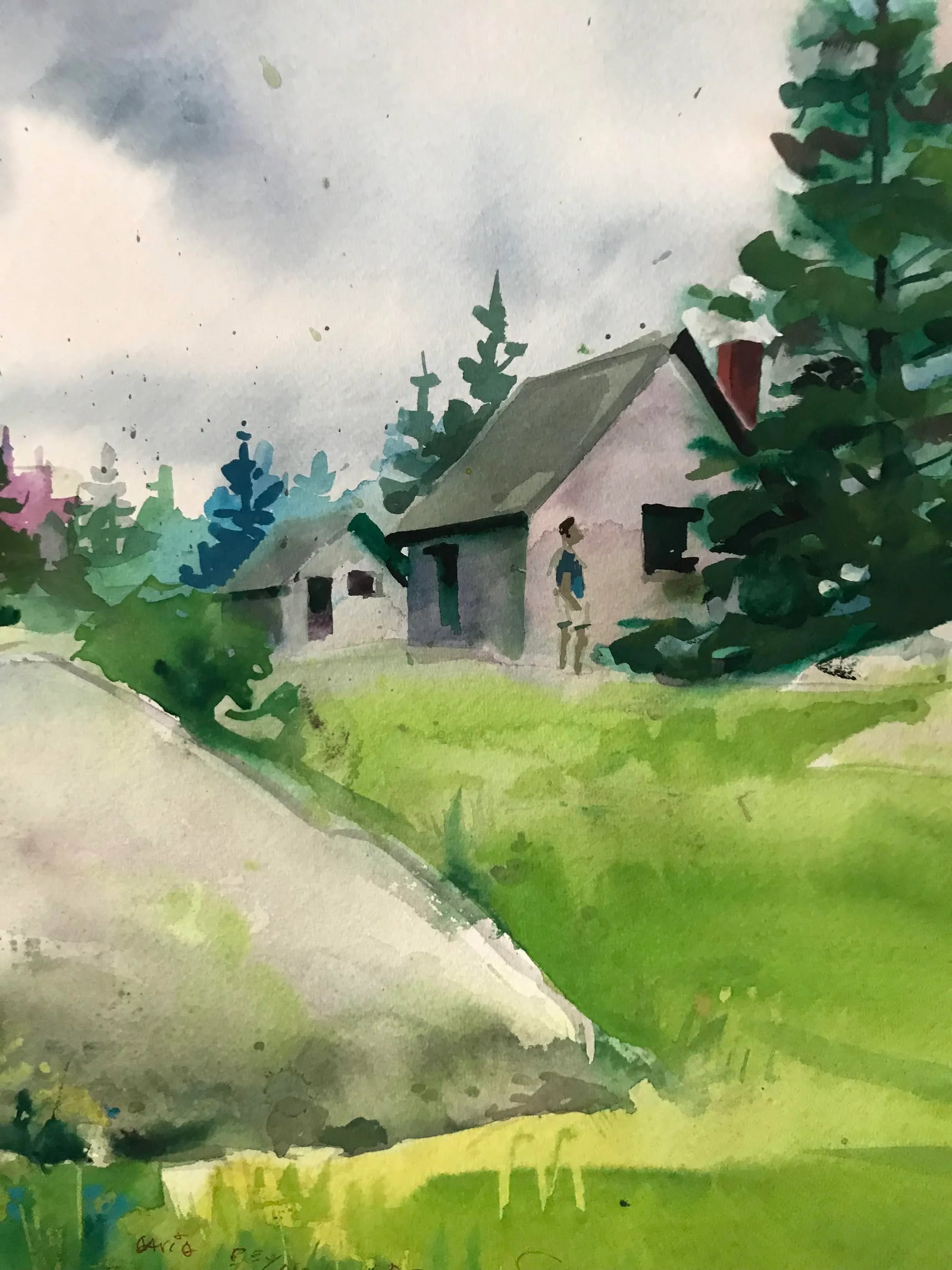 Three Children Making Plans on Summer Vacation Original Watercolor - 4