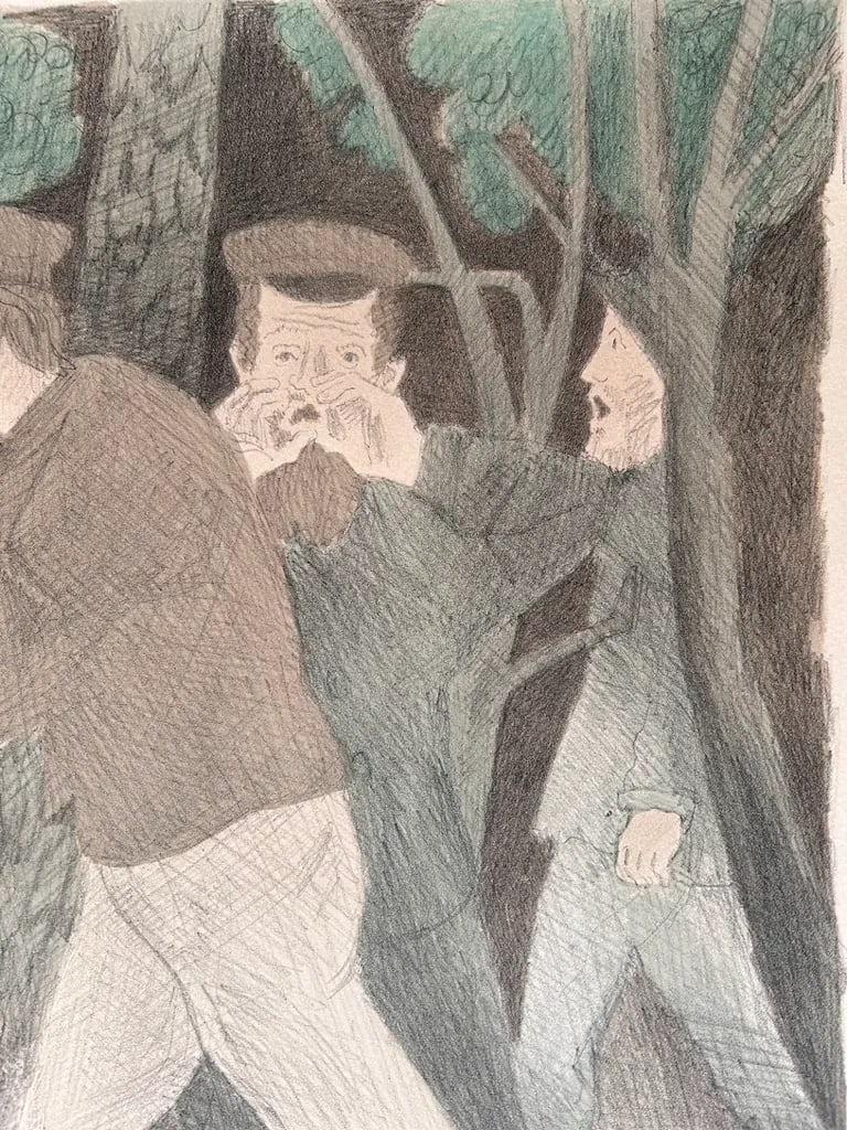 Raphael Soyer Signed Original Lithograph Men in Woods - 3
