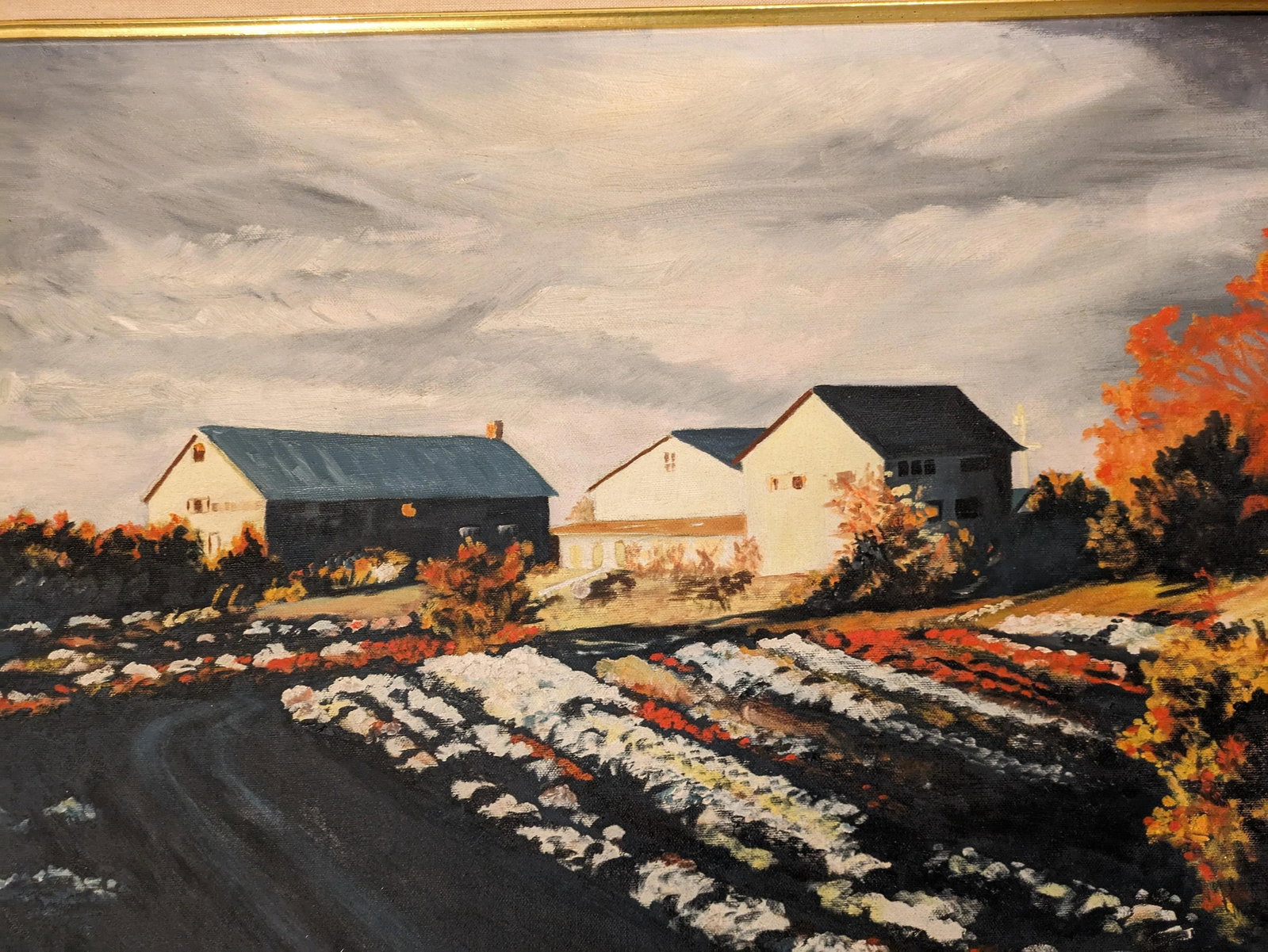 Vintage Original Farm Barn Landscape Painting, Signed Nadon - 6