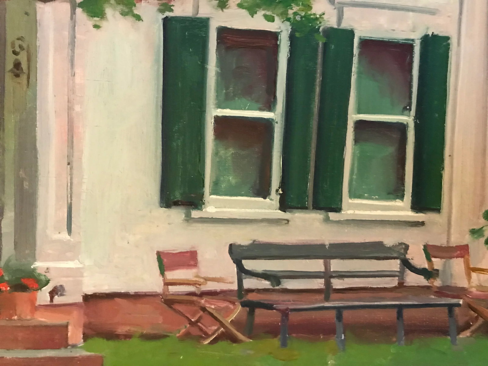 Watching From the Bench Original Oil Painting - 2