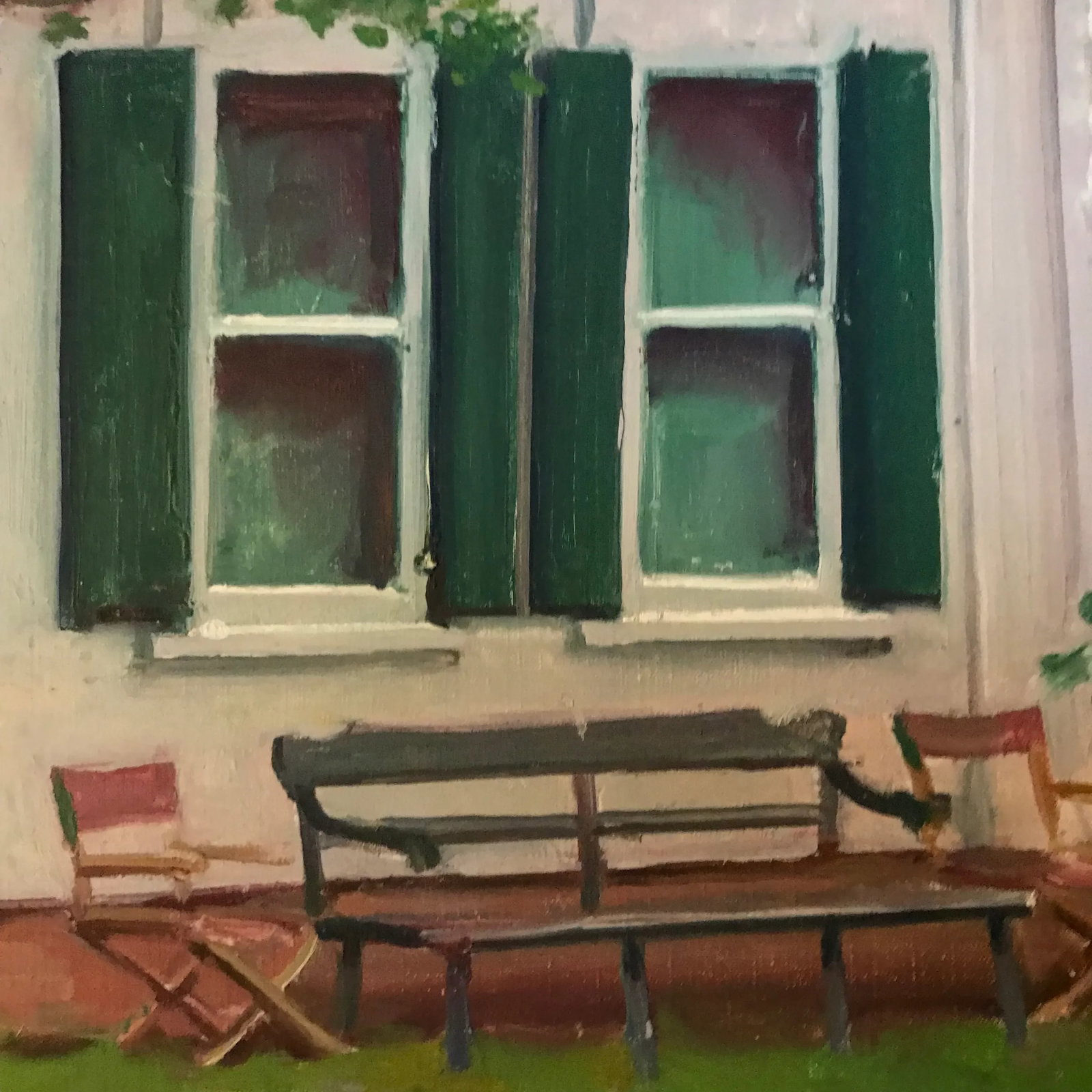 Watching From the Bench Original Oil Painting - 3