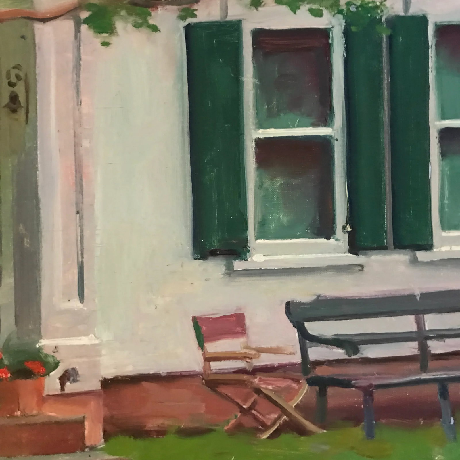 Watching From the Bench Original Oil Painting - 4