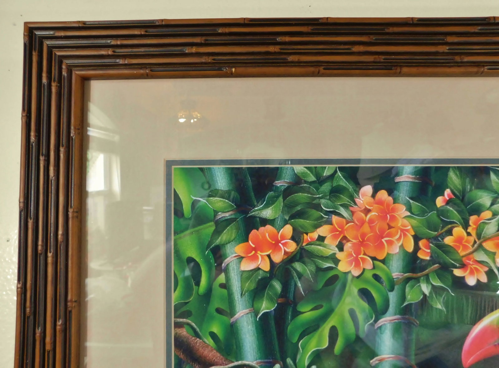 Large Tropical Toucan Bird on Tree Floral Limited Edition Print Bamboo Frame - 5