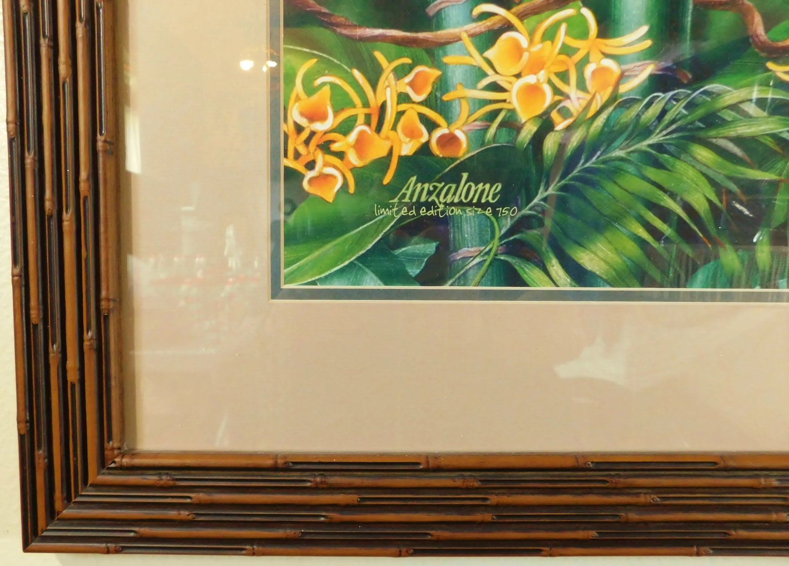 Large Tropical Toucan Bird on Tree Floral Limited Edition Print Bamboo Frame - 7