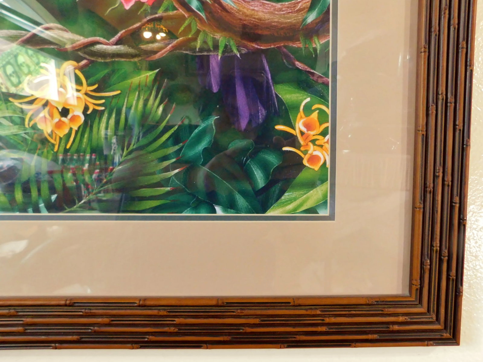 Large Tropical Toucan Bird on Tree Floral Limited Edition Print Bamboo Frame - 8