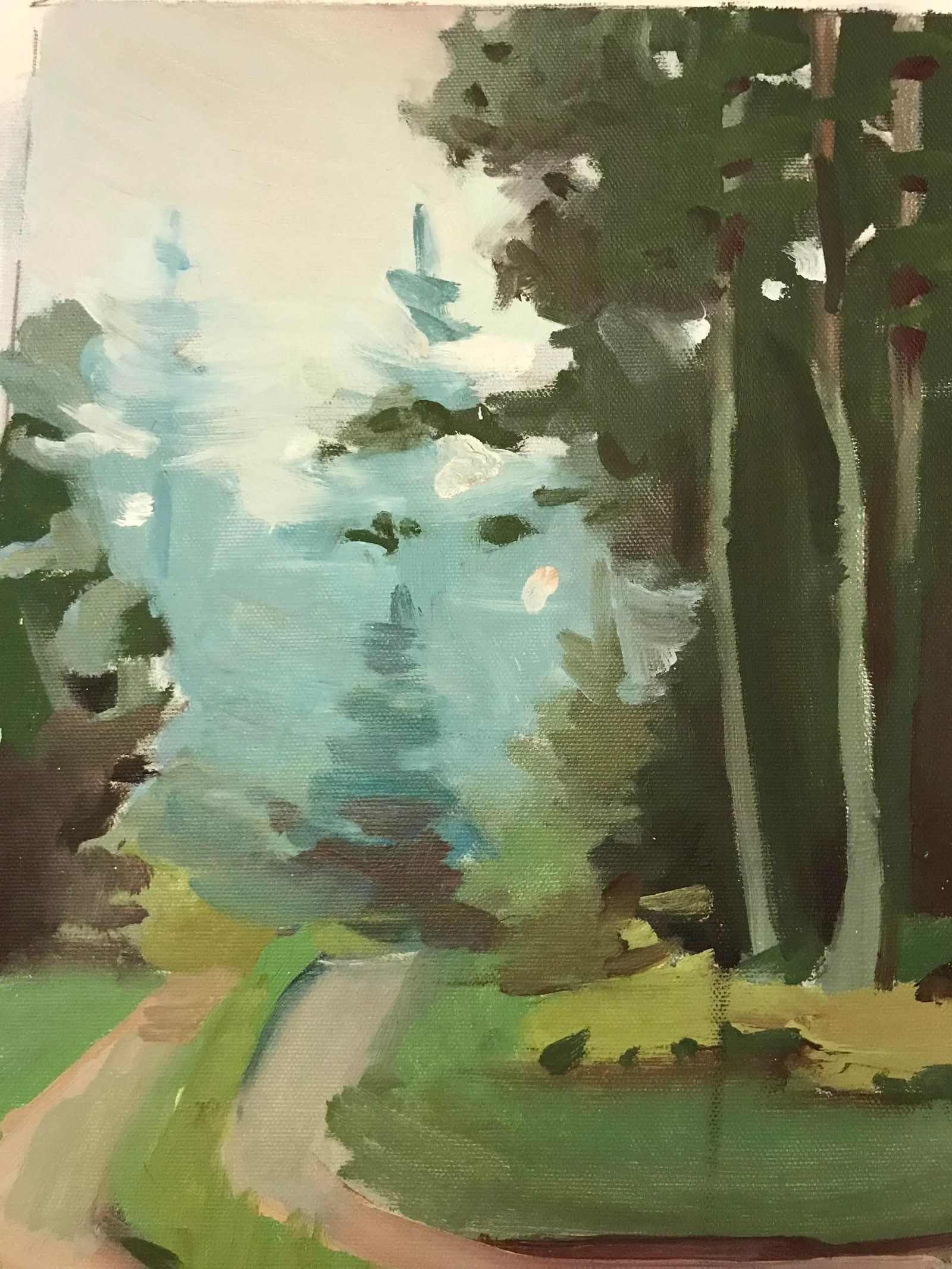 Winding Road Through Misty Woods Original Oil Painting - 2