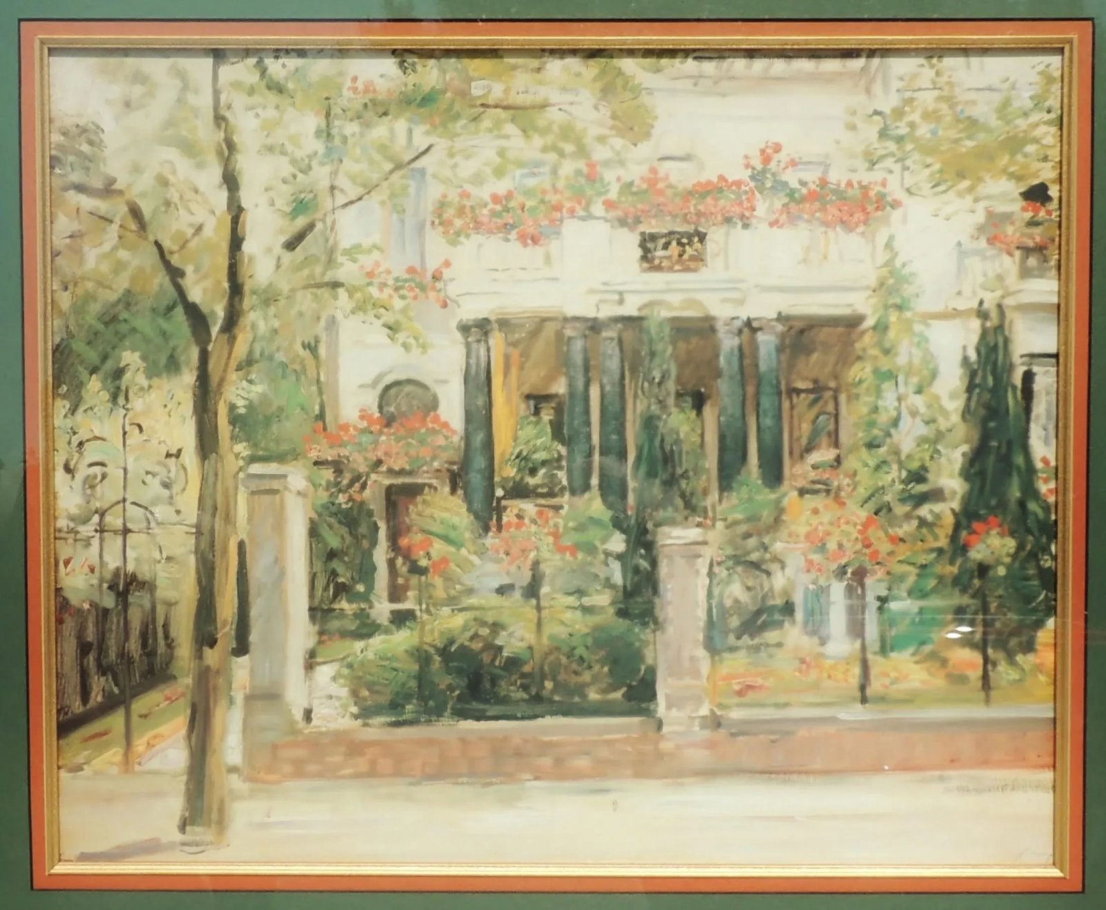 Large Bombay Company Ornate Gold Wood Framed & Matted Impressionist Landscape Print - 2