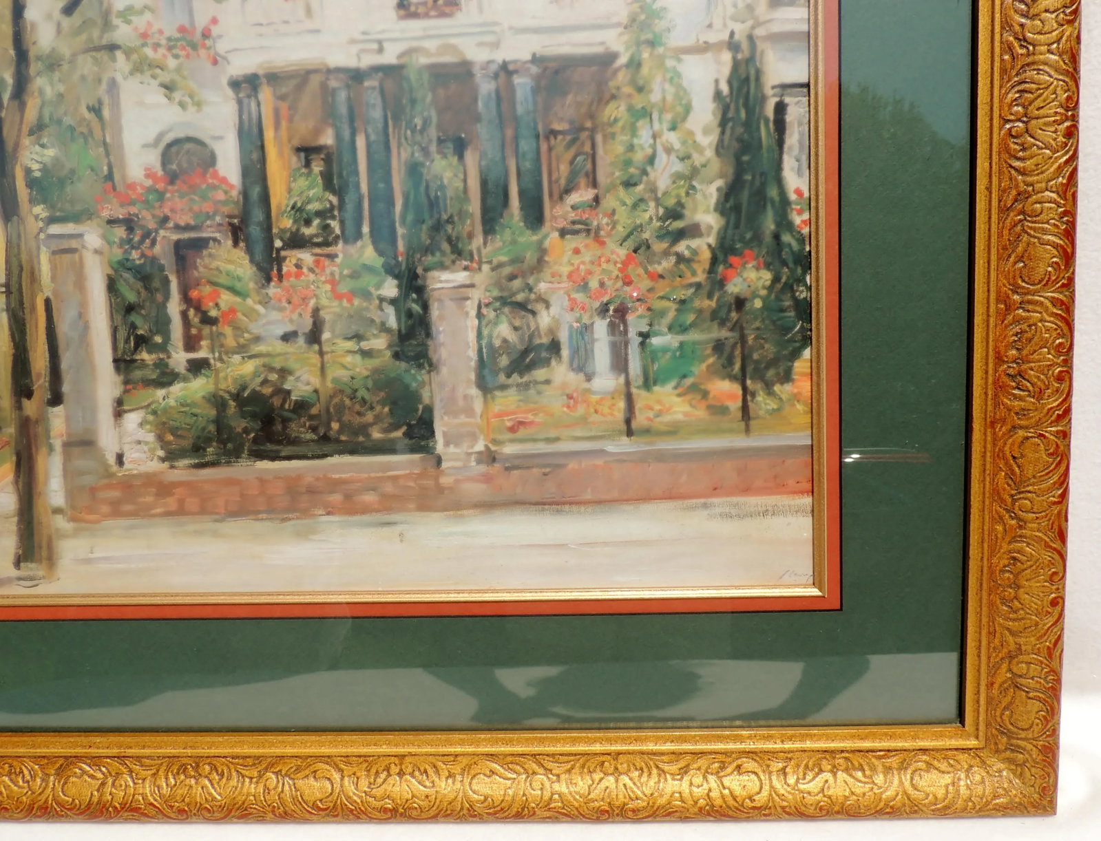 Large Bombay Company Ornate Gold Wood Framed & Matted Impressionist Landscape Print - 6