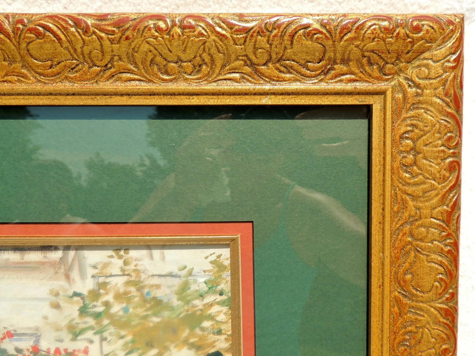 Large Bombay Company Ornate Gold Wood Framed & Matted Impressionist Landscape Print - 8
