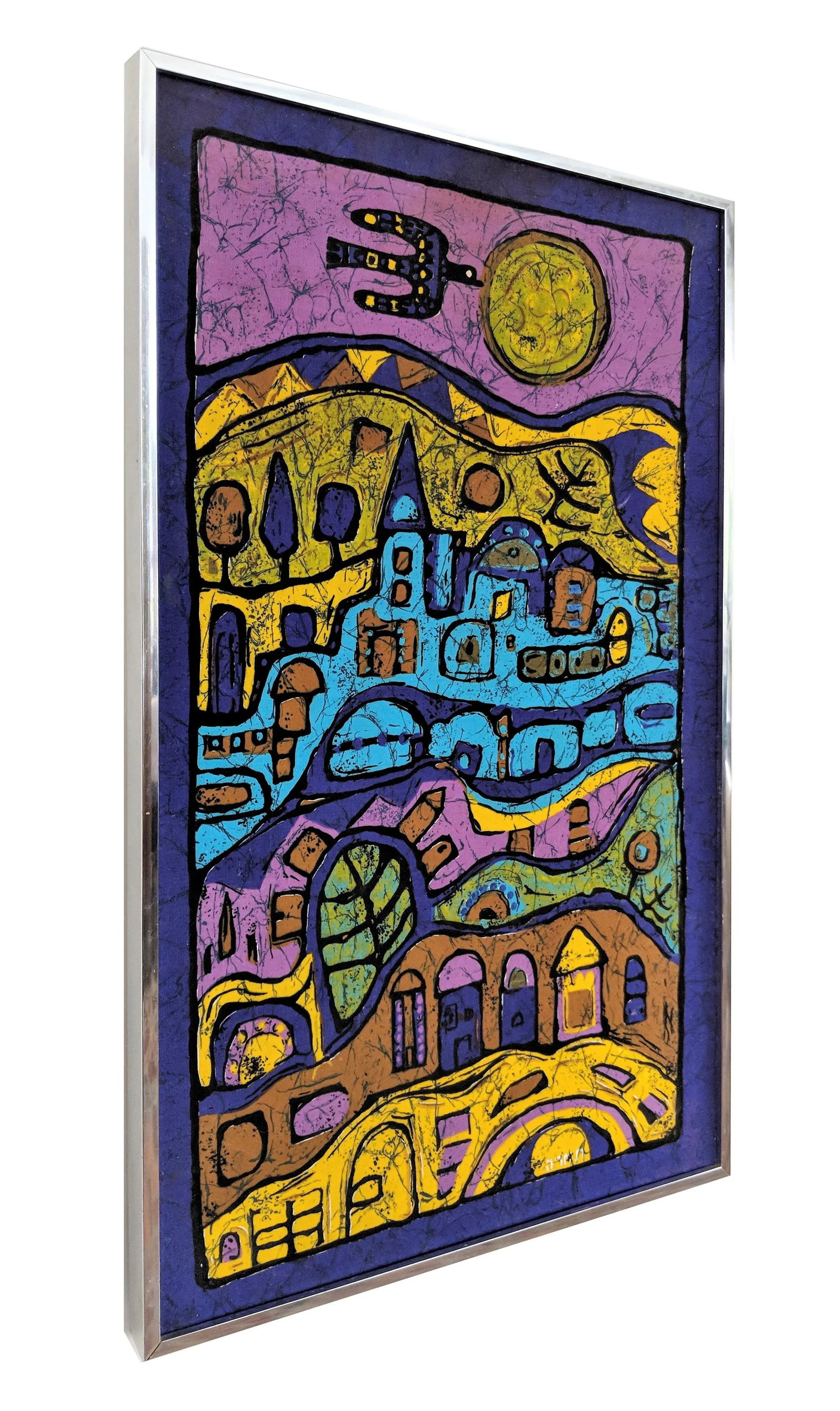 1980s Modern Silk Batik Villa Print - 2