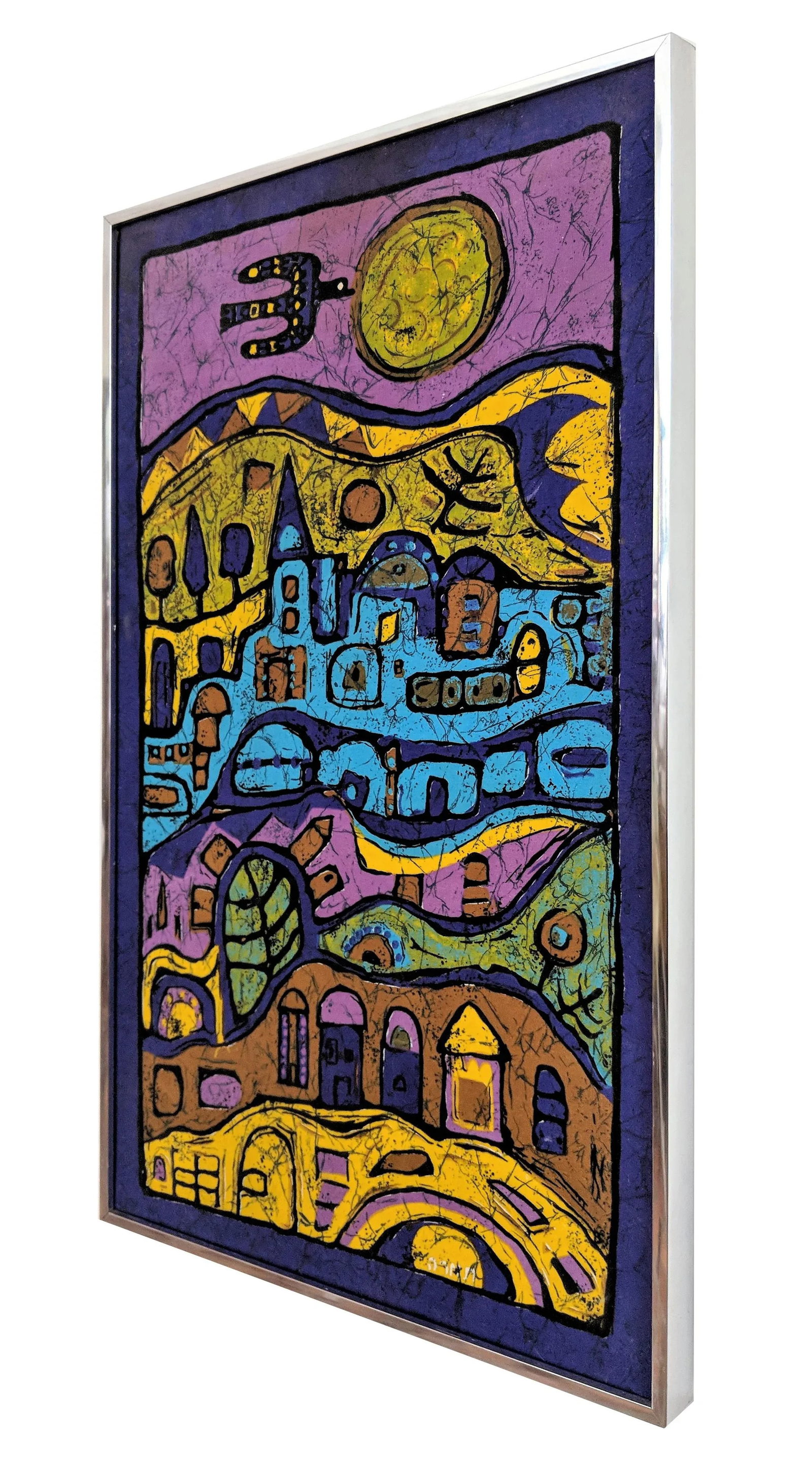 1980s Modern Silk Batik Villa Print - 3