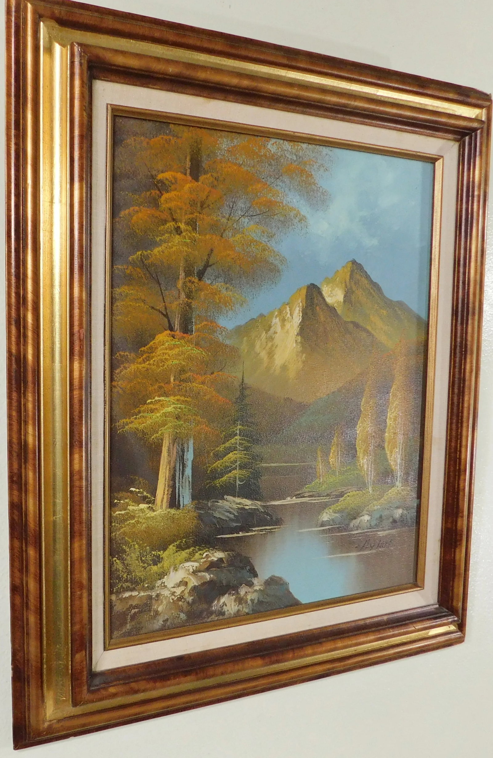 Ornate Mid Century Modern Oil on Canvas Signed "Hytun" Landscape Painting Framed - 5