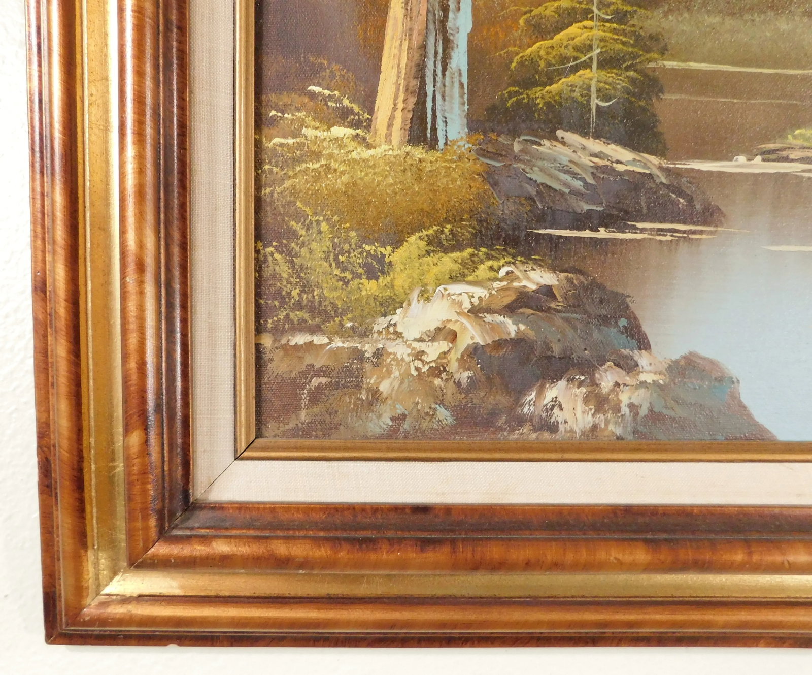 Ornate Mid Century Modern Oil on Canvas Signed "Hytun" Landscape Painting Framed - 8