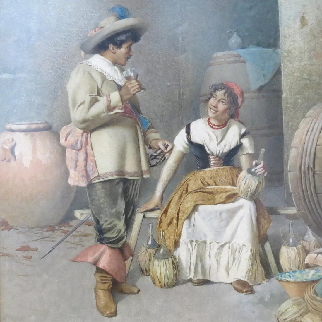 Late 19th Century Vintage Italian Watercolor Painting by Francesco Ballesio - 2