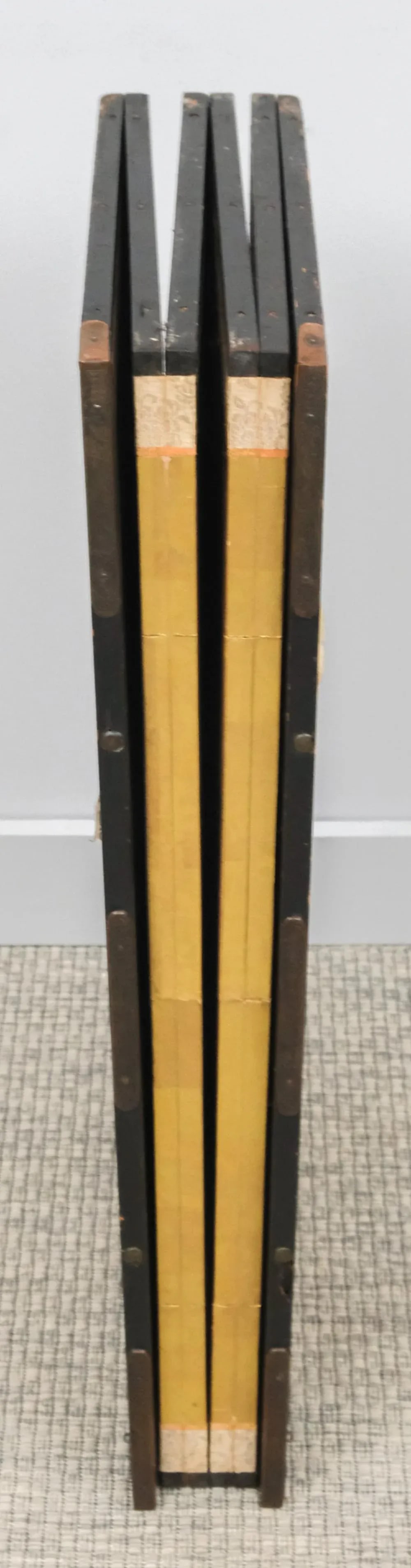 Meiji Early 20th Century Japanese Six Panel Folding Screen Byobu Gold Immortal Poets Calligraphy Poe - 12