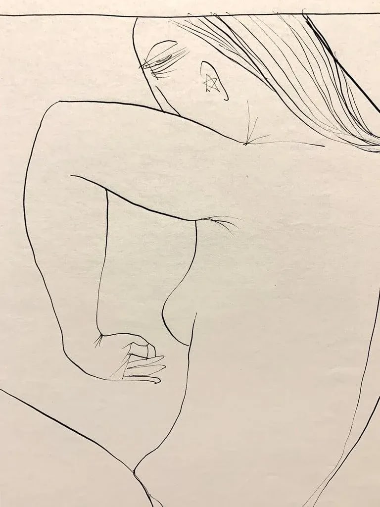 1950s "Star Ear" Mid Century Figurative Ink Line Drawing University of Paris - 3