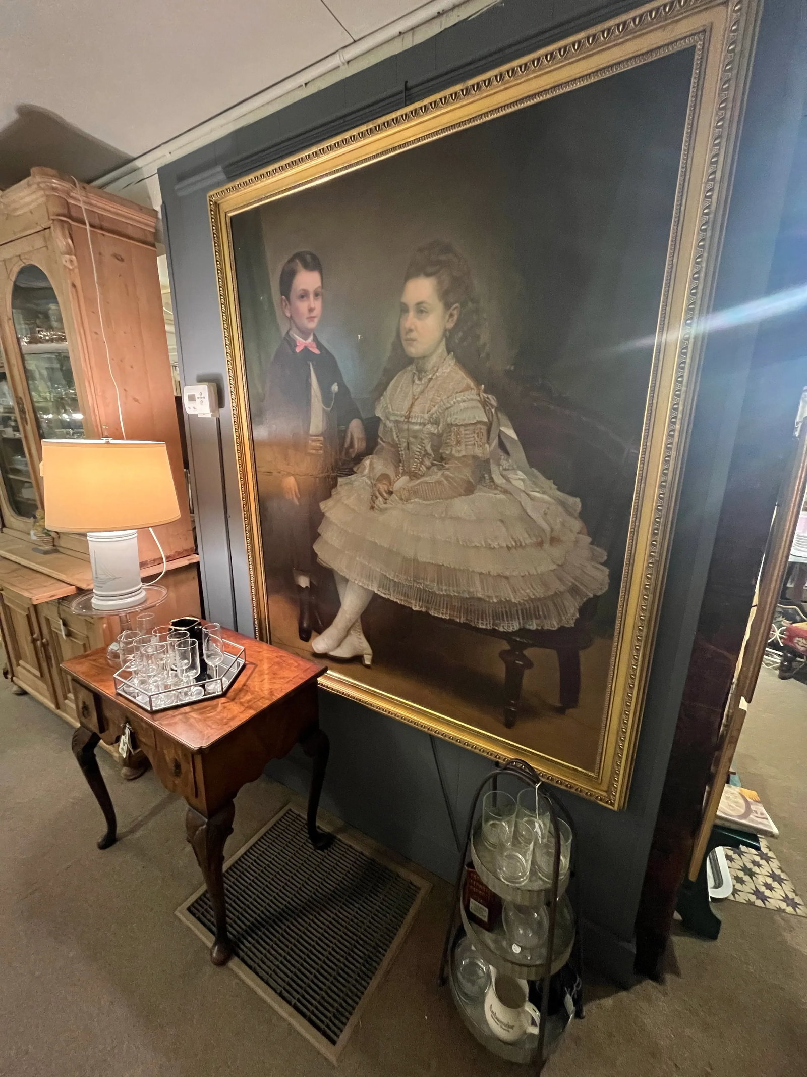 Mid 1800s Oversized Portrait Painting of Nantucket Sea Captain's Jared Coffin's Children, Framed - 5