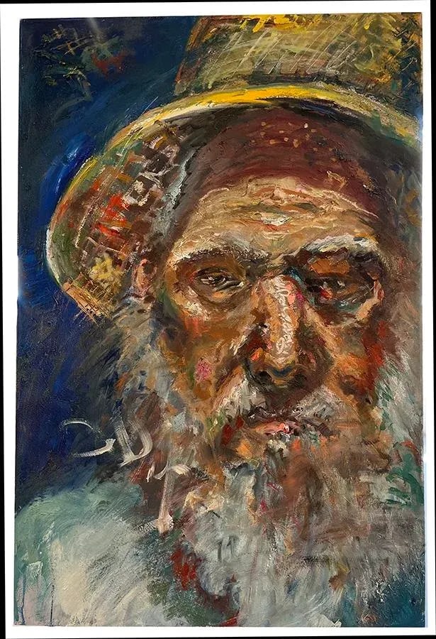 'The Old Man and the Sea', Portrait Oil Painting, by Van Ness - 2
