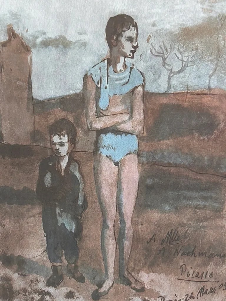 Pablo Picasso Harlequin and Boy Pochoir Print Vintage Original Signed - 3