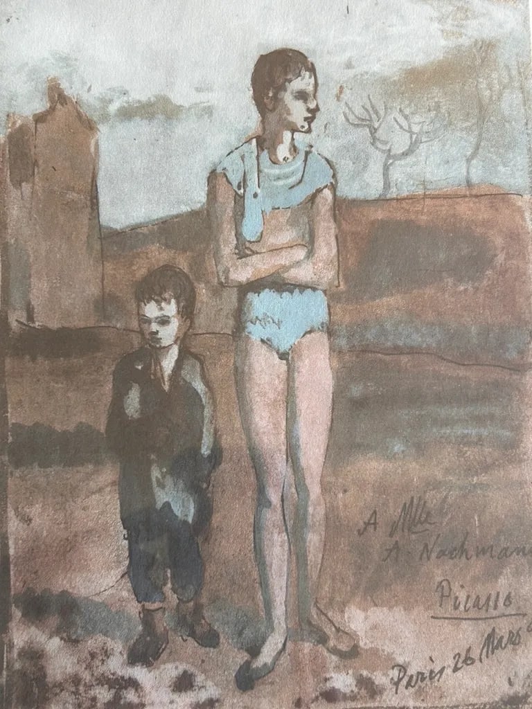 Pablo Picasso Harlequin and Boy Pochoir Print Vintage Original Signed - 4