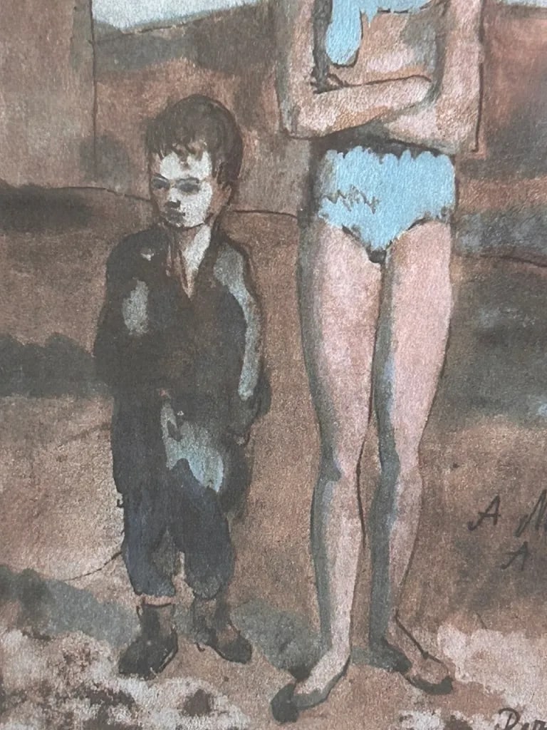 Pablo Picasso Harlequin and Boy Pochoir Print Vintage Original Signed - 5