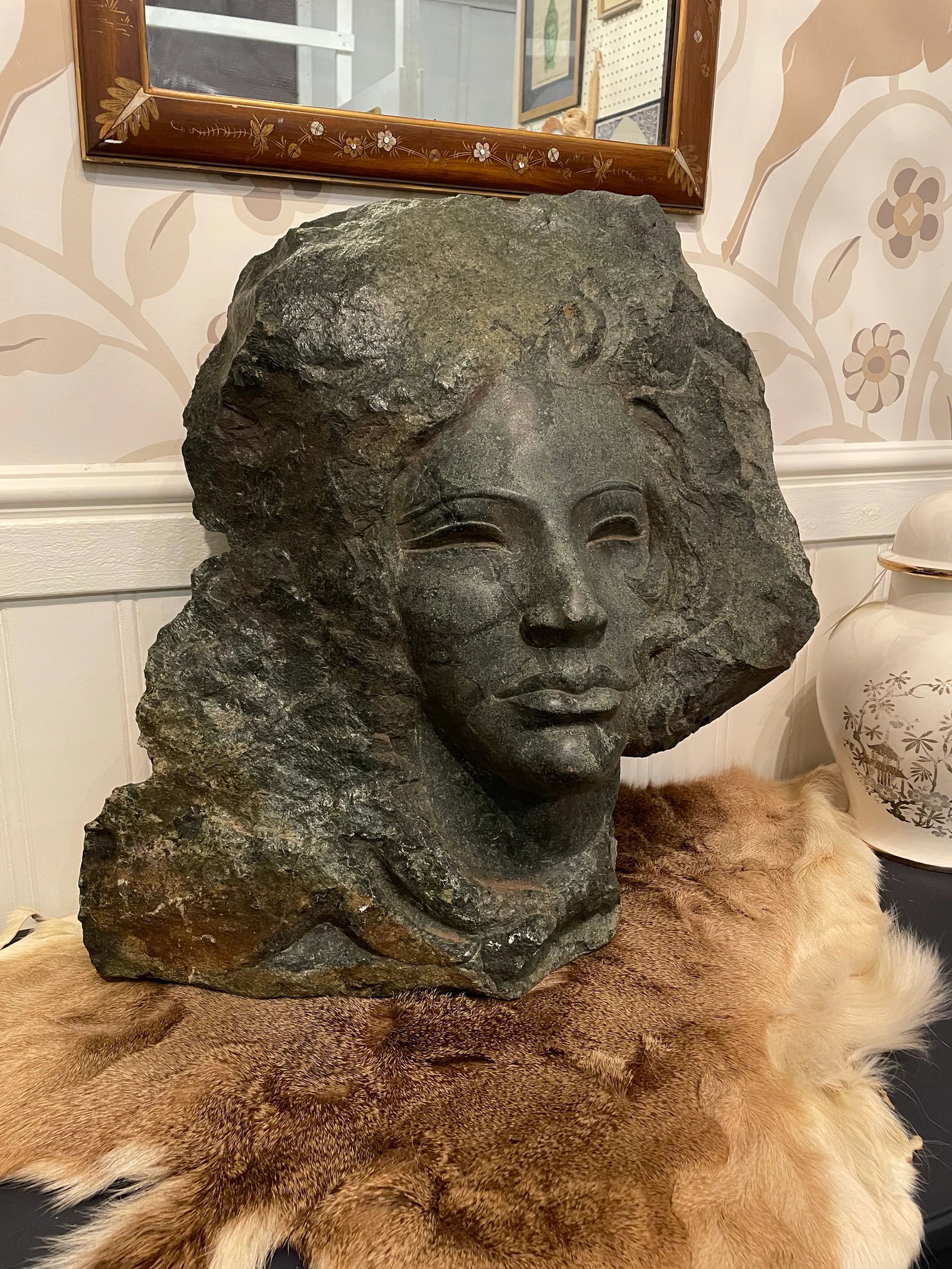 Female Sculpture Carved Stone Bust of a Woman Signed by Artist Charles Cutler - Mid Century - 11
