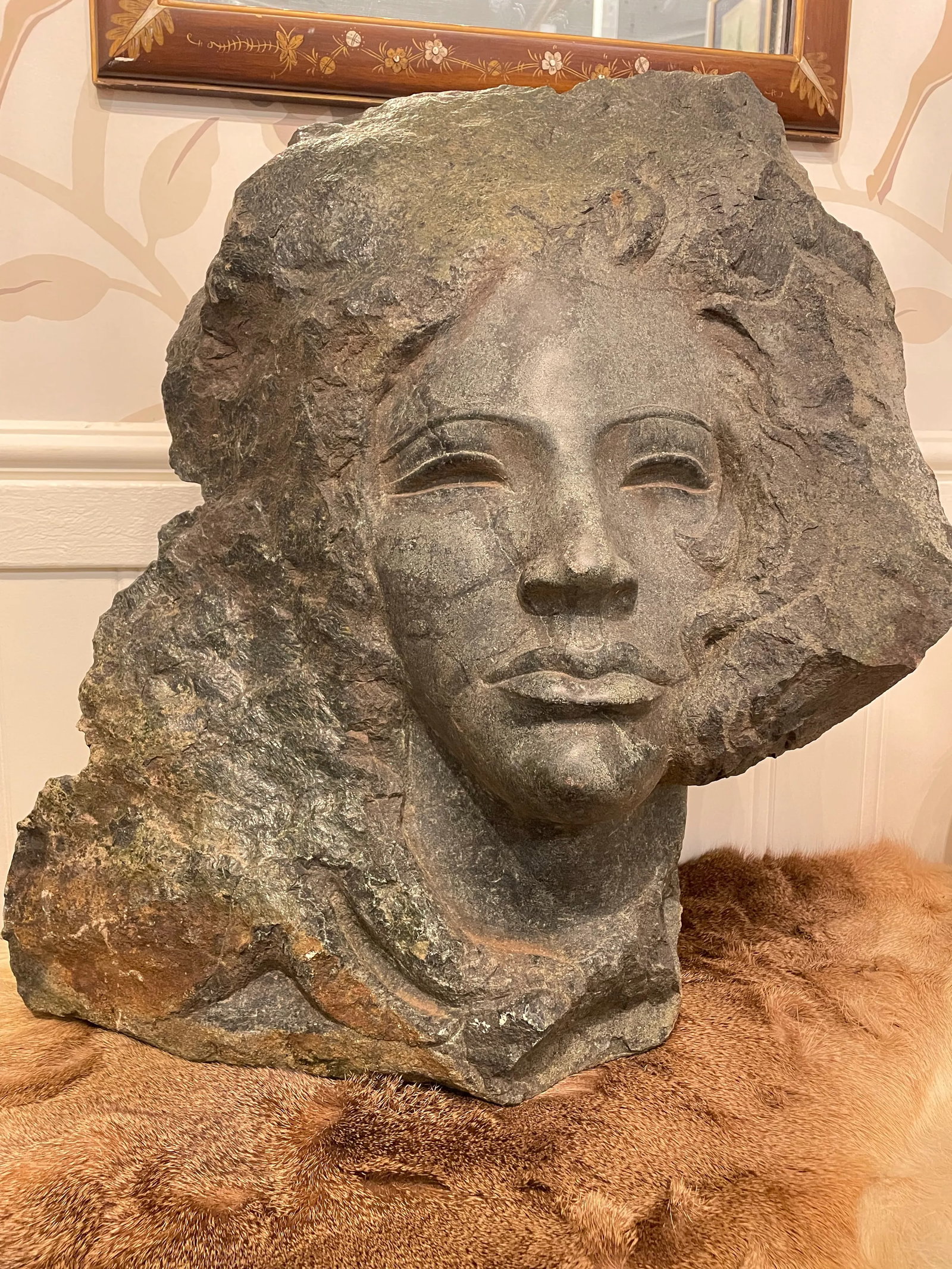 Female Sculpture Carved Stone Bust of a Woman Signed by Artist Charles Cutler - Mid Century - 3