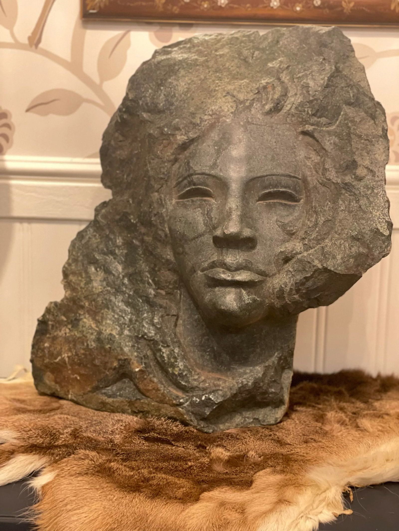 Female Sculpture Carved Stone Bust of a Woman Signed by Artist Charles Cutler - Mid Century - 8