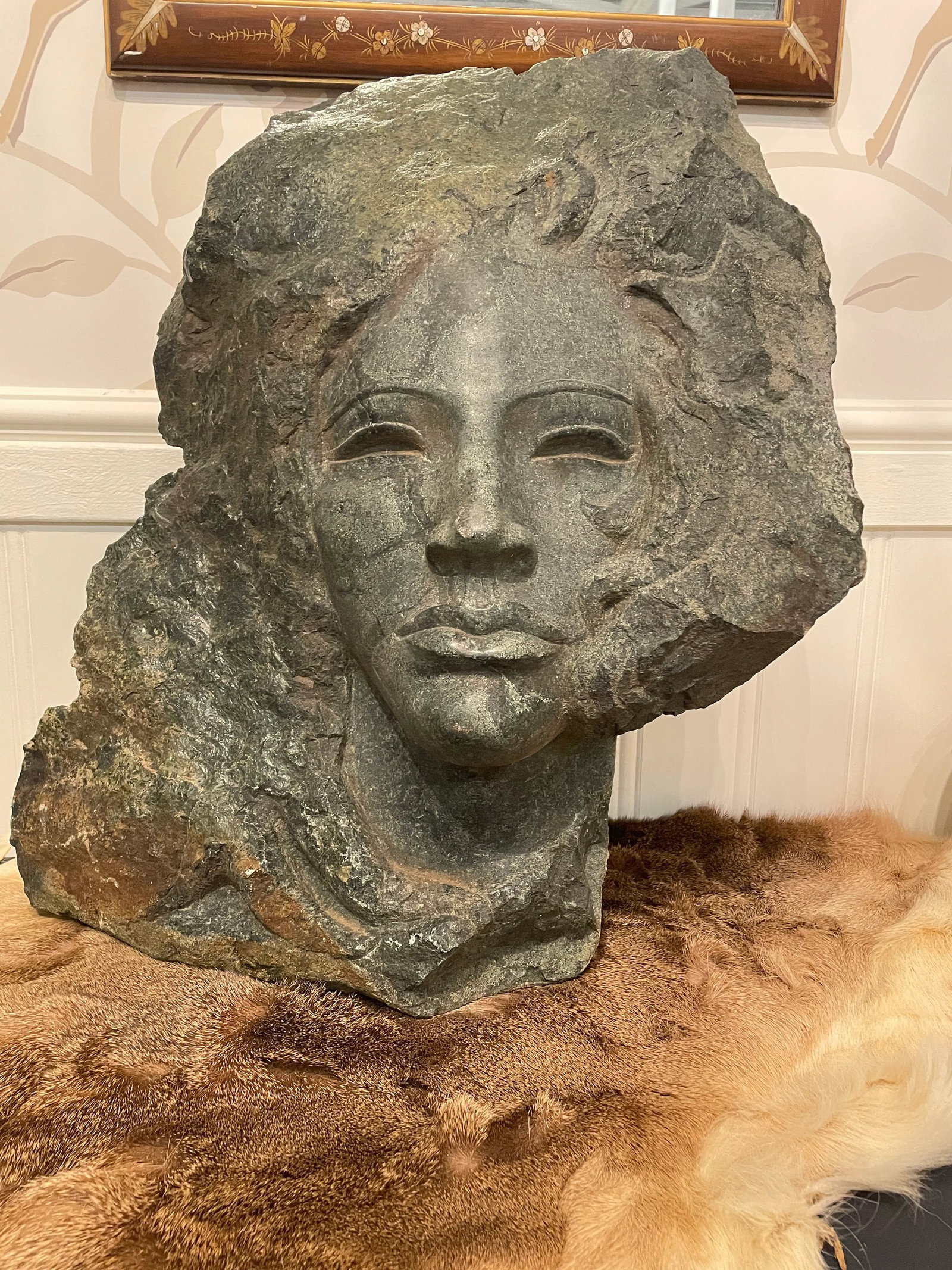 Female Sculpture Carved Stone Bust of a Woman Signed by Artist Charles Cutler - Mid Century - 9