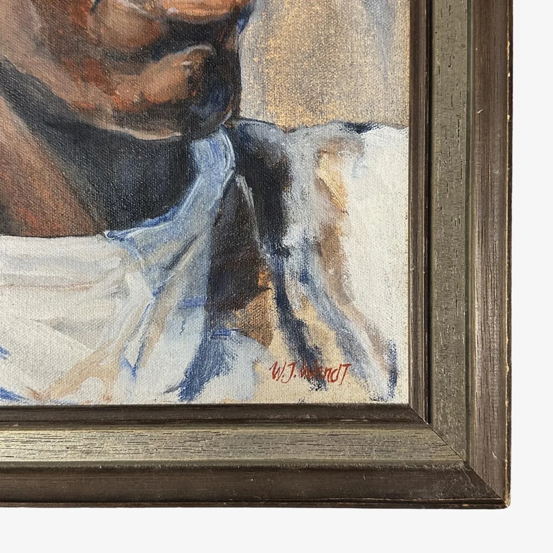 Vintage Expressionist Portrait of Black Man by William Wendt, Signed (Oil on Canvas) - 4