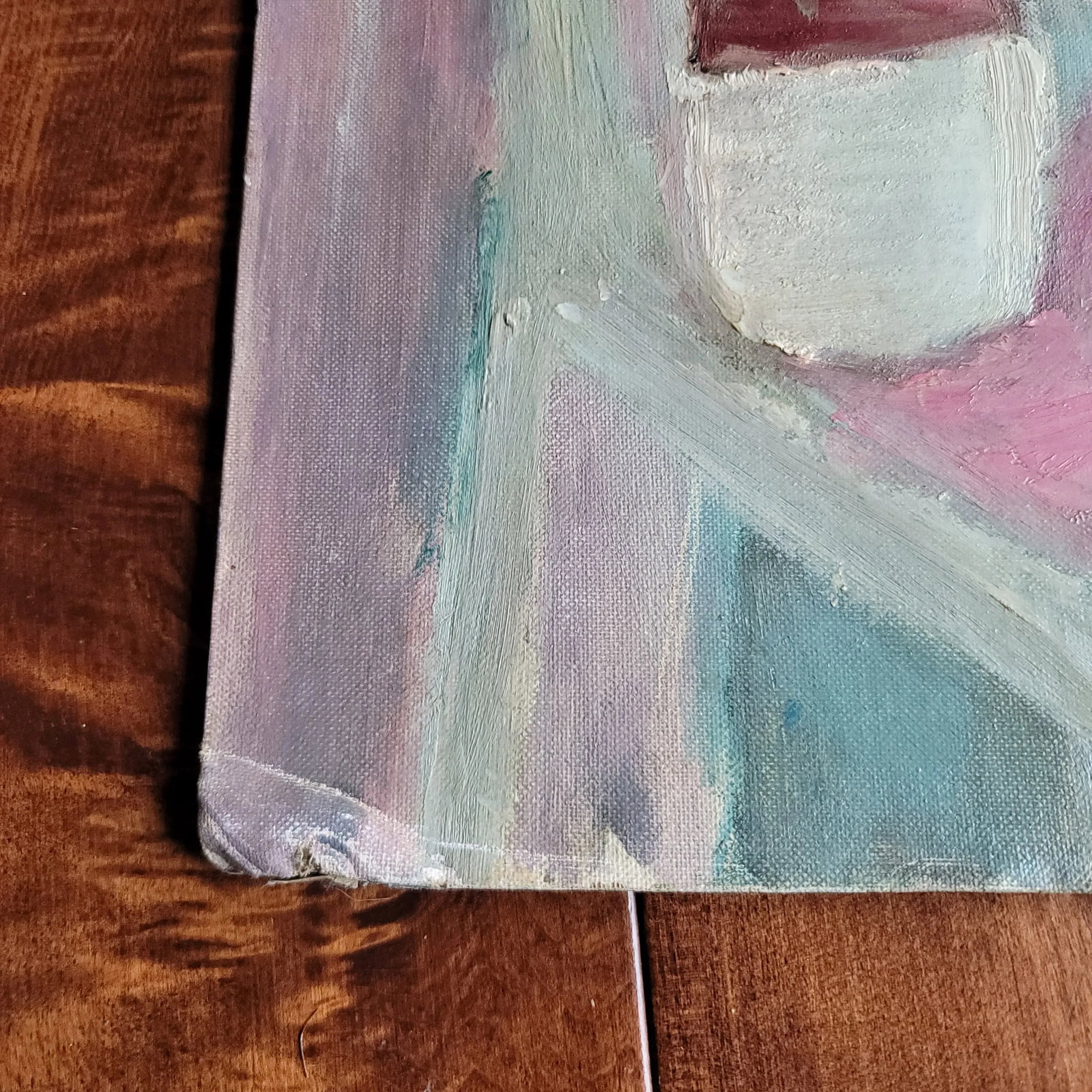 1960's "Woman With Blue Eyes" Expressionist Oil Painting on Canvas Board by Rosemary Rabut - 8