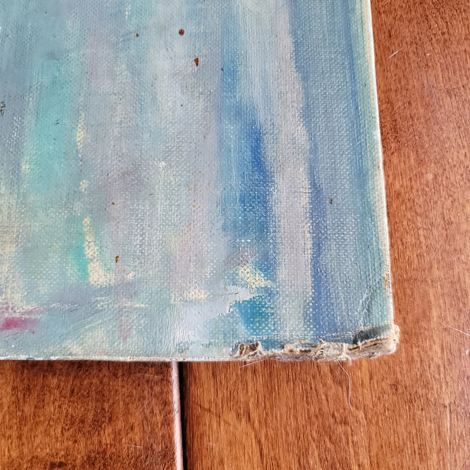 1960's "Woman With Blue Eyes" Expressionist Oil Painting on Canvas Board by Rosemary Rabut - 9