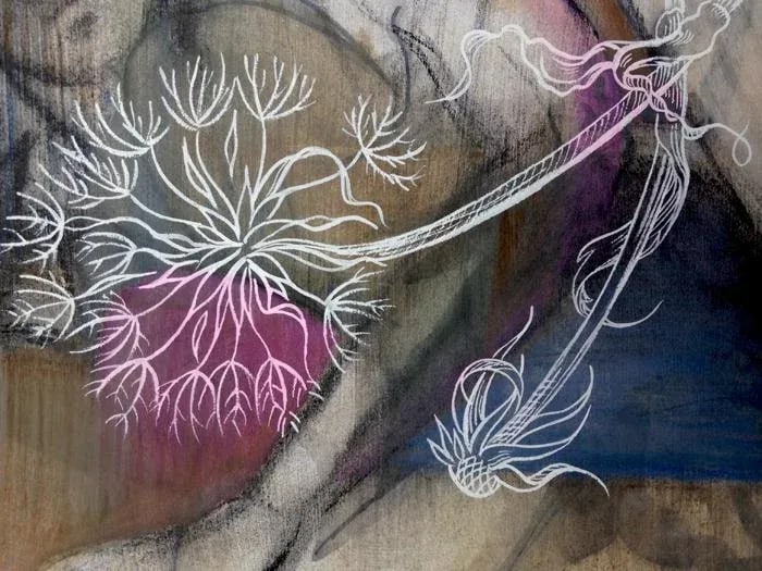 Abstract Mixed Media Drawing by Kathleen Ney, "Woman in a Hat" - 2