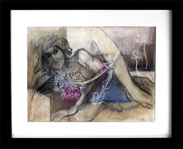Abstract Mixed Media Drawing by Kathleen Ney, "Woman in a Hat" - 4
