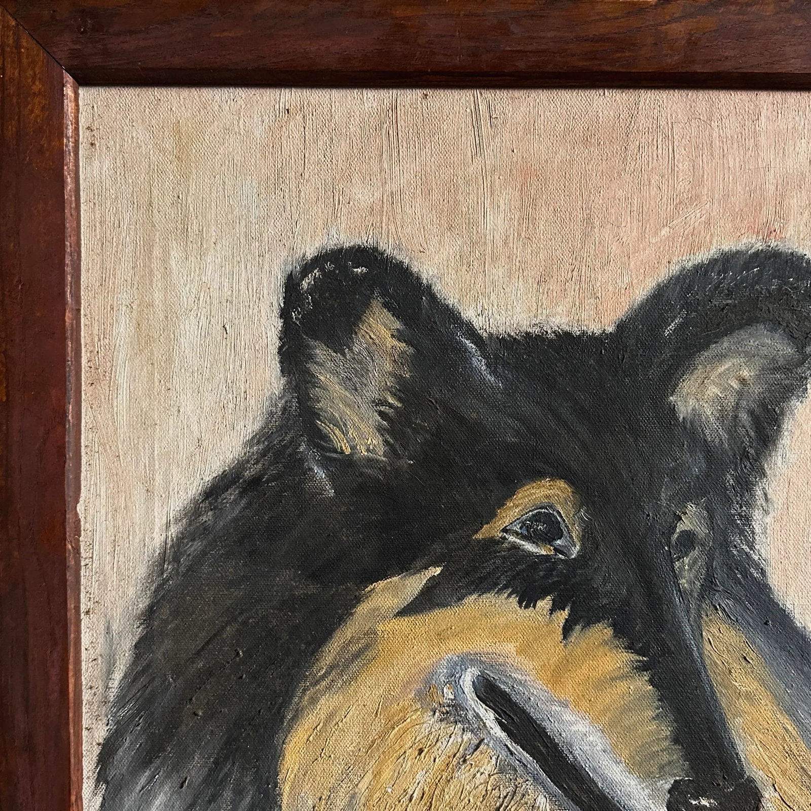 Vintage Outsider/Folk Art Collie Dog Portrait, Framed (C. 1955, Oil on Canvas) - 6
